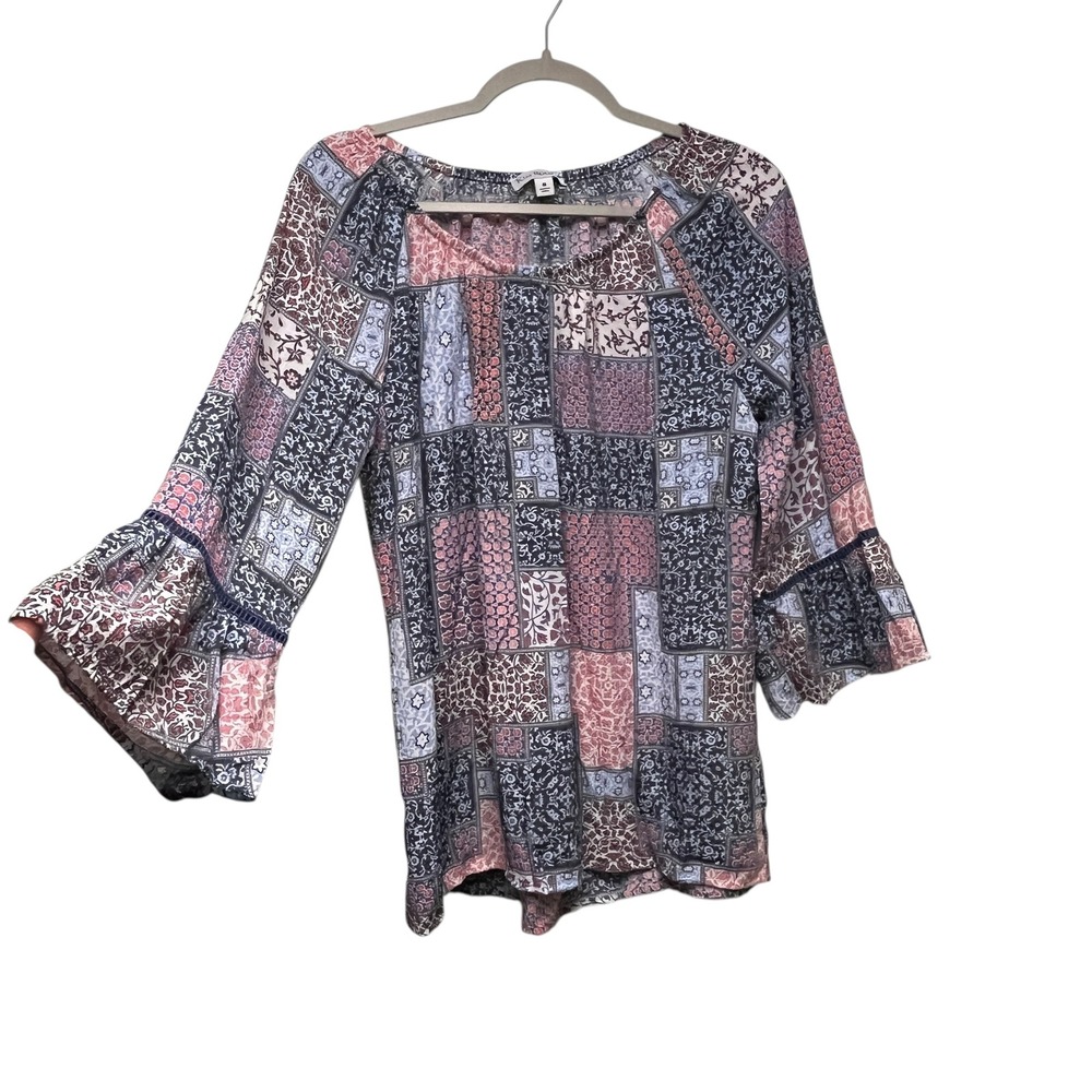 Gardencore Patchwork Bell Sleeve Blouse Babydoll … - image 3
